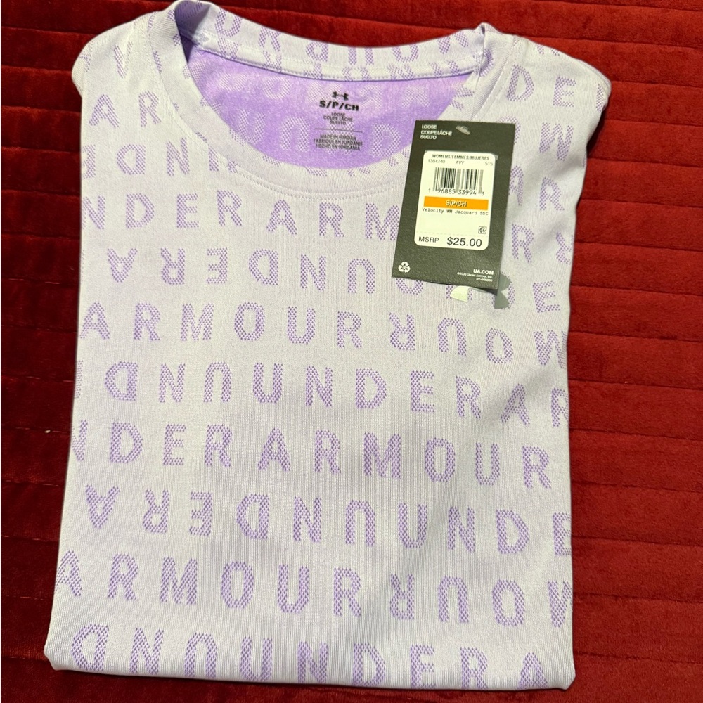 Purple Under Armour Women's UA Velocity Jacquard  T-Shirt Size Small NWT